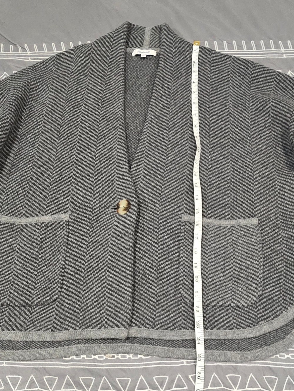 Madewell Herringbone Cropped Sweater Jacket Size Large - Picture 3 of 5